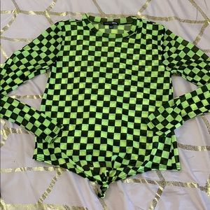 Checkered Green & Black Top